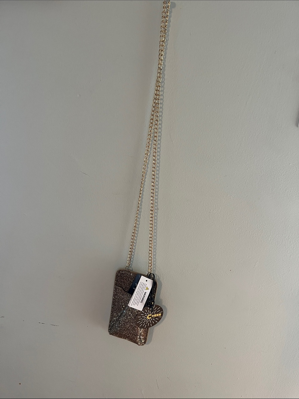 Olivia Miller Brown Glitter Crossbody with Gold Chain